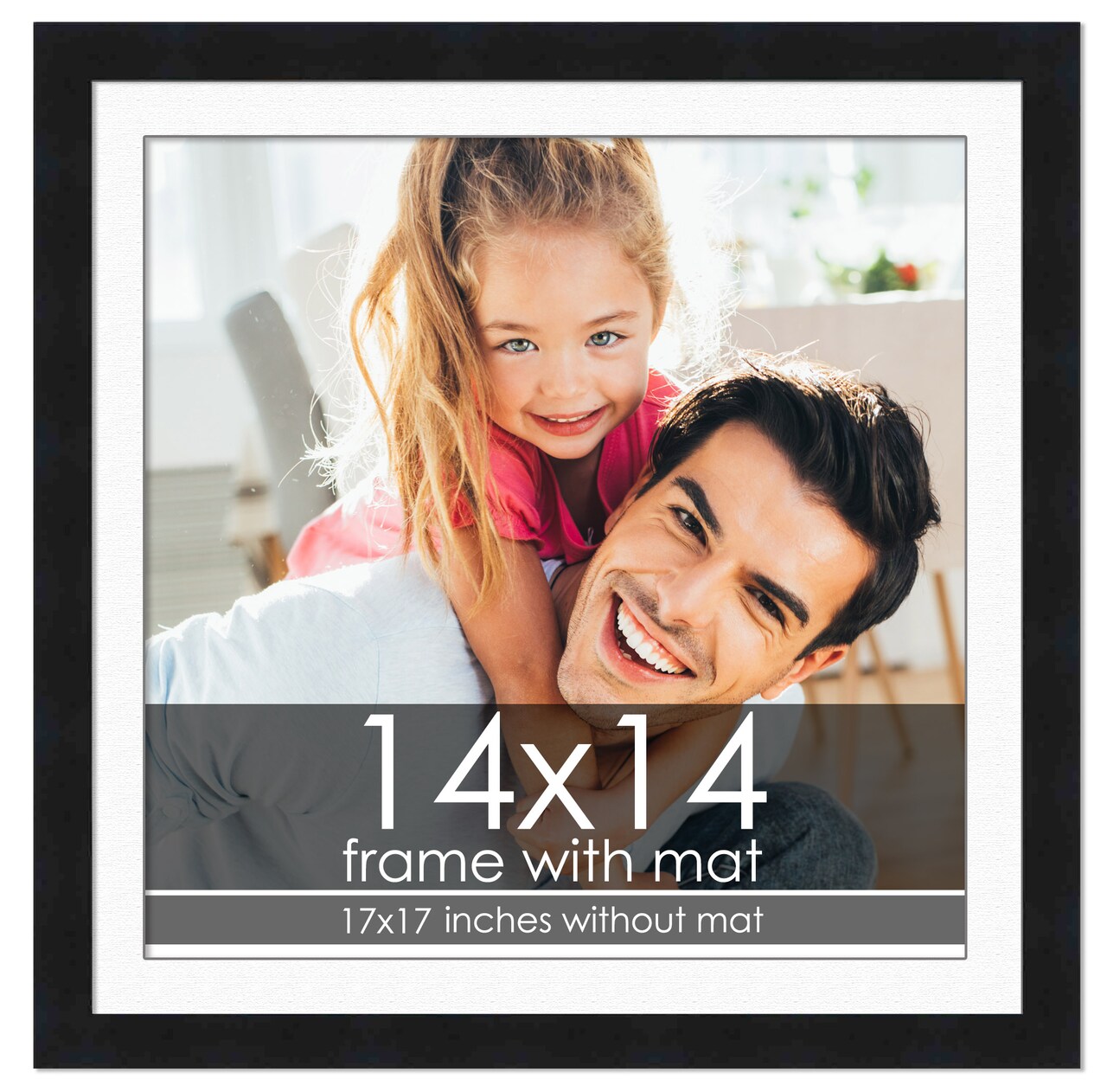 Modern Black Frame with White Photo Mat, UV Acrylic Front, Foam Board Backing, 60 Sizes Available